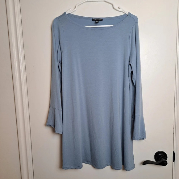 Eileen Fisher Haze Blue Tencel Lyocell Stretch Bell Cuff Tunic Size Small - Picture 3 of 9